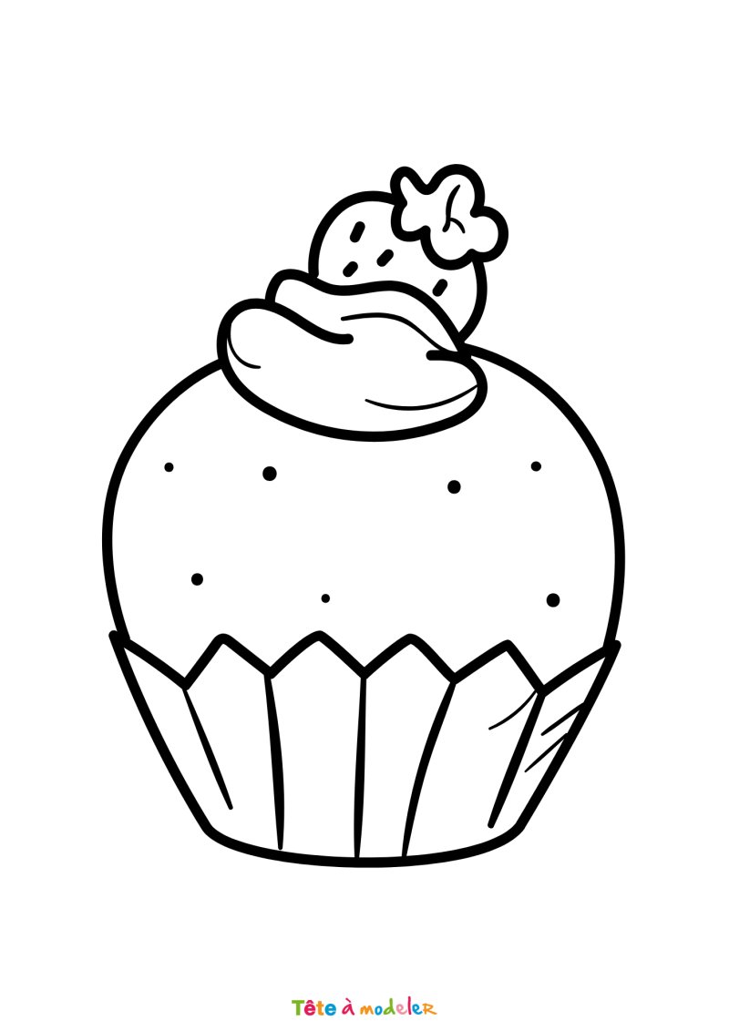 Coloriage cupcake à la fraise