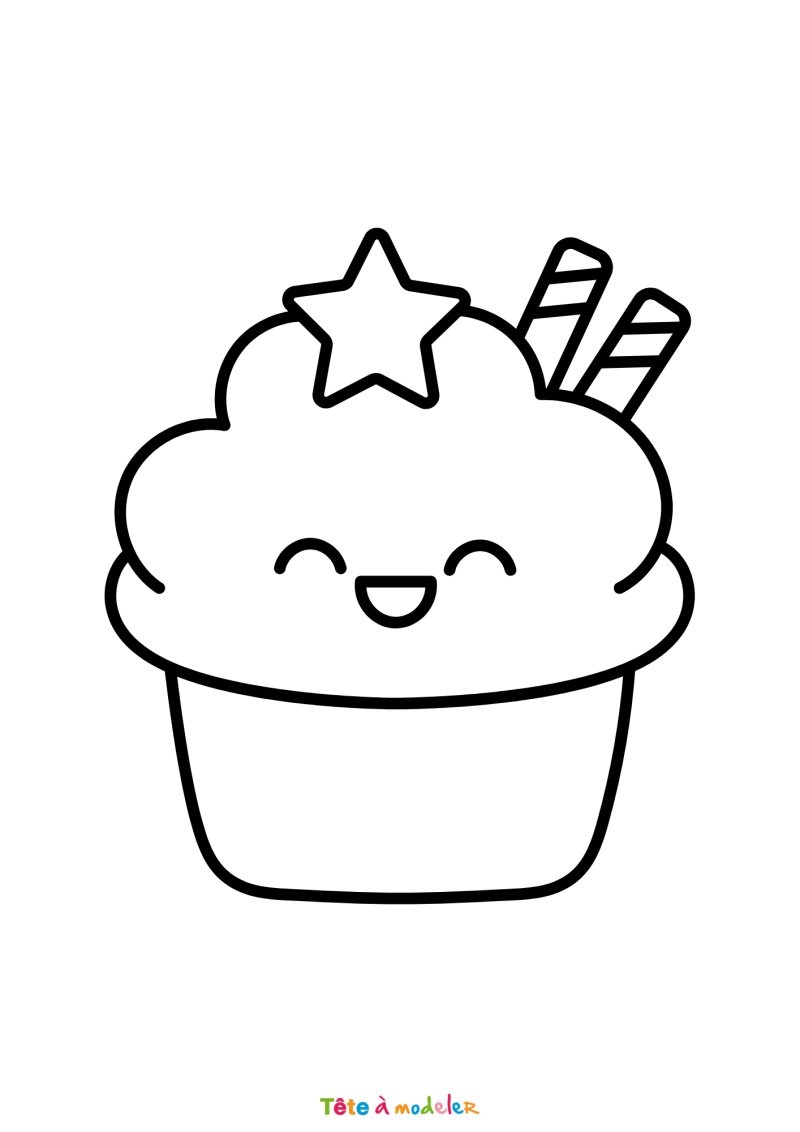 Coloriage cupcake anniversaire