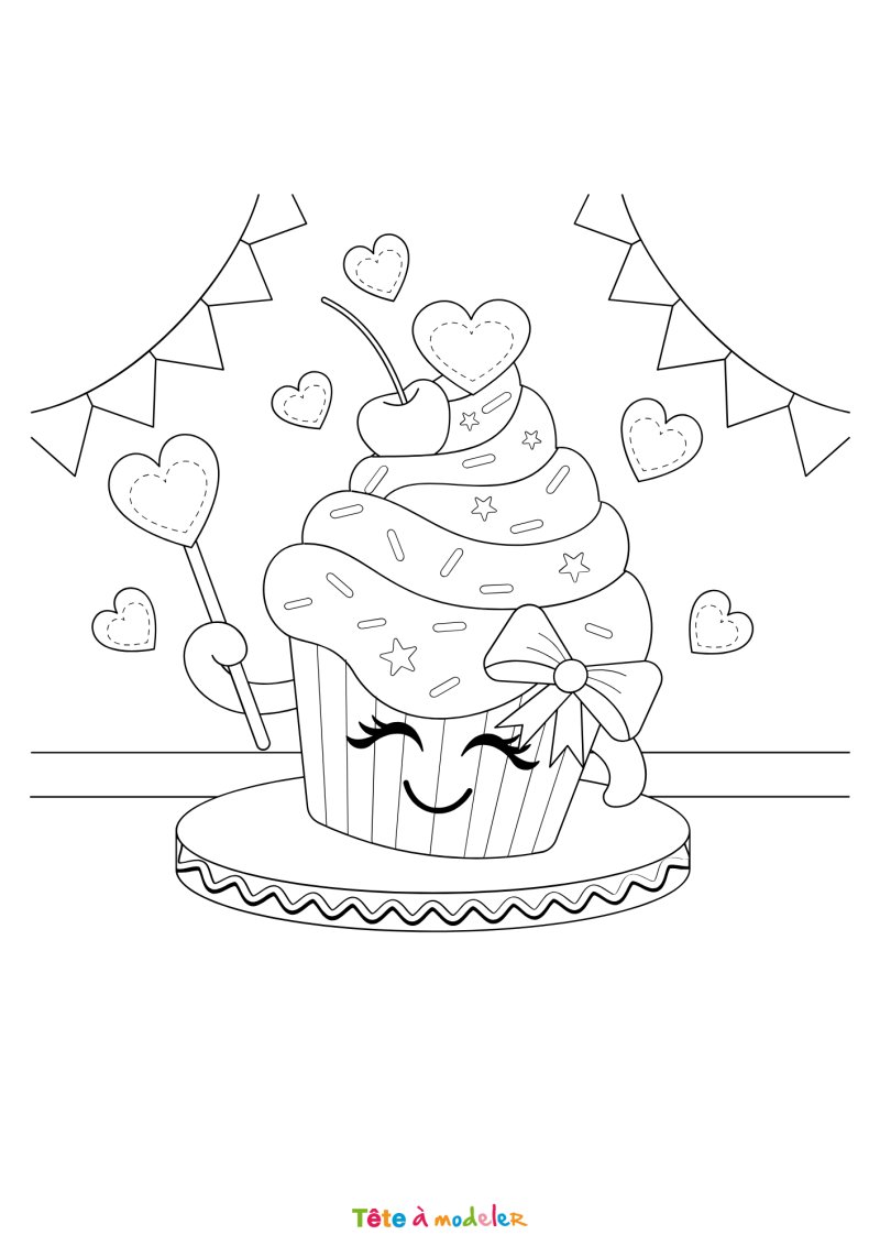 Coloriage cupcake bébé