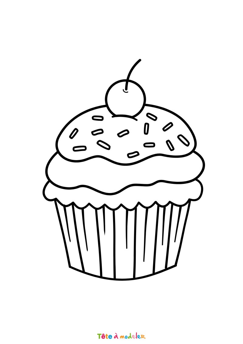 Coloriage cupcake cerise