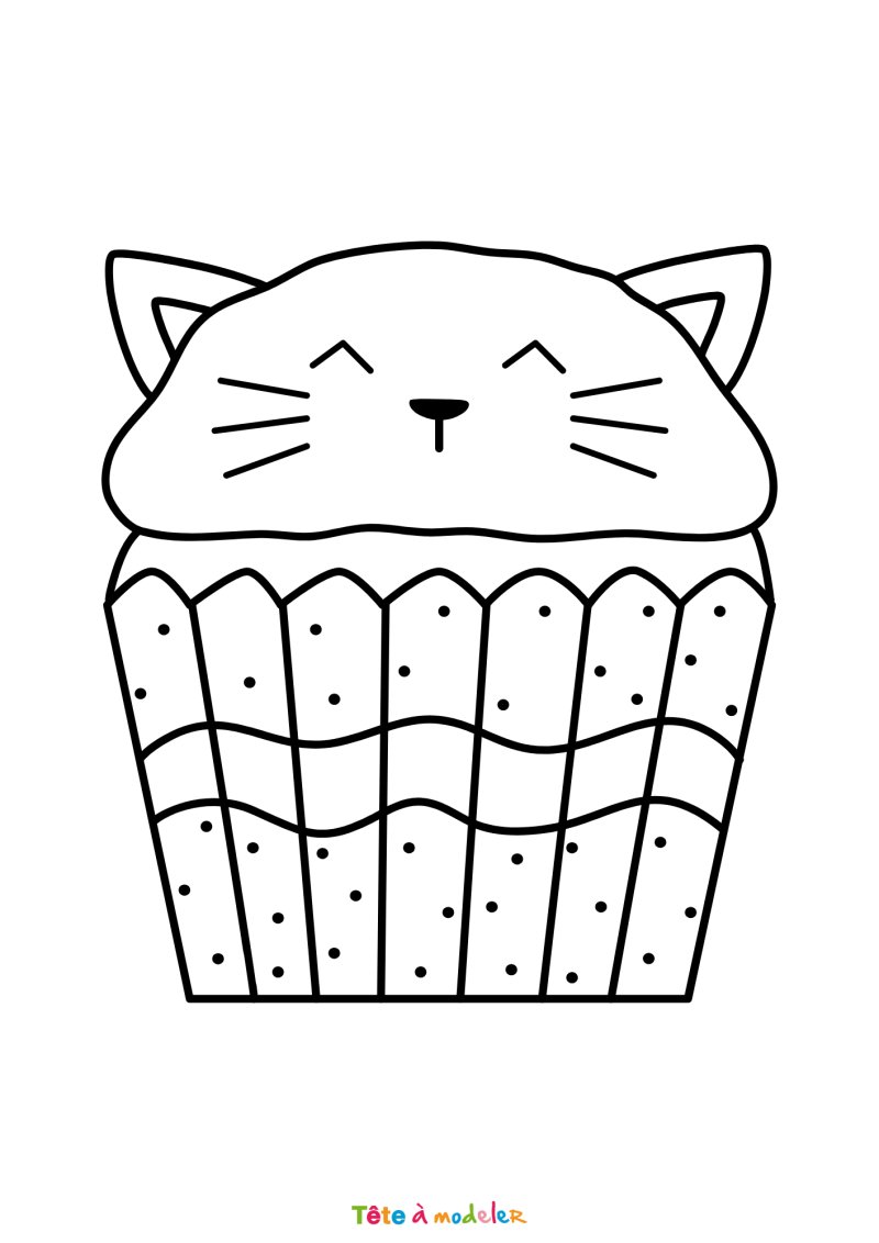 Coloriage cupcake chat