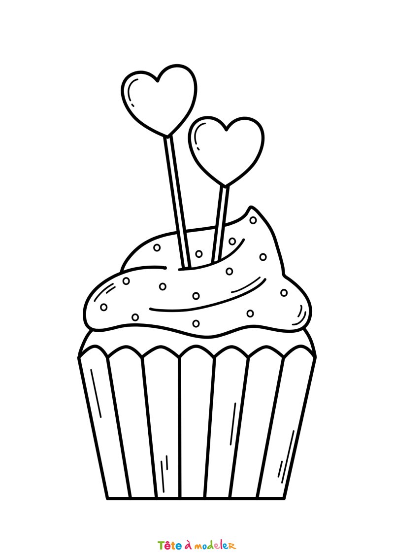 Coloriage cupcake d'amour