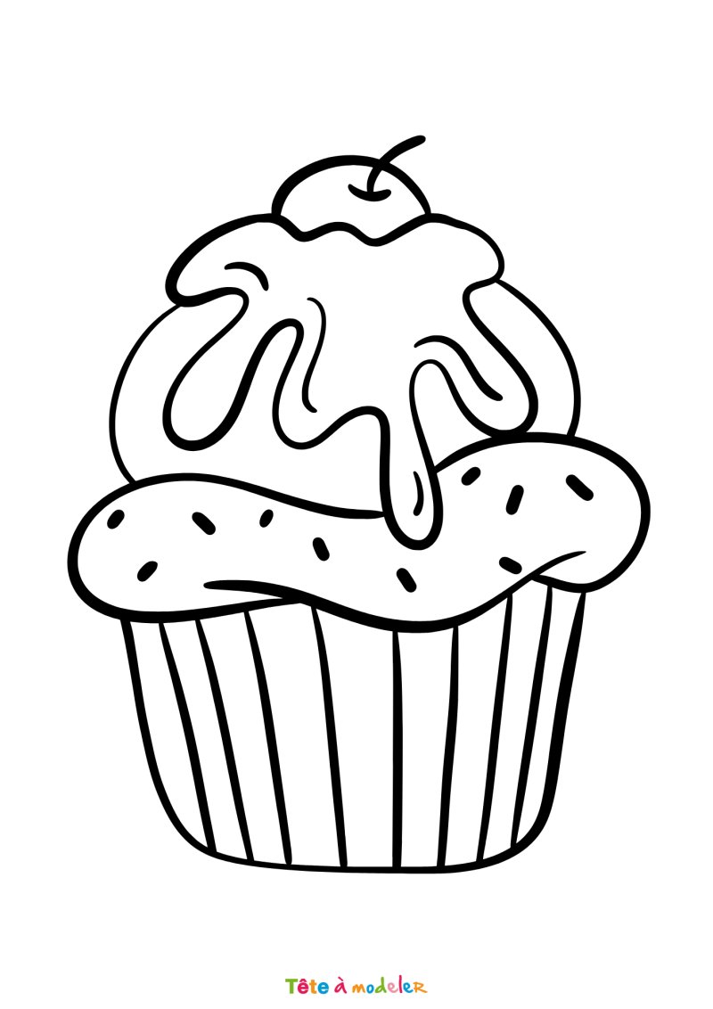 Coloriage cupcake dégoulinant
