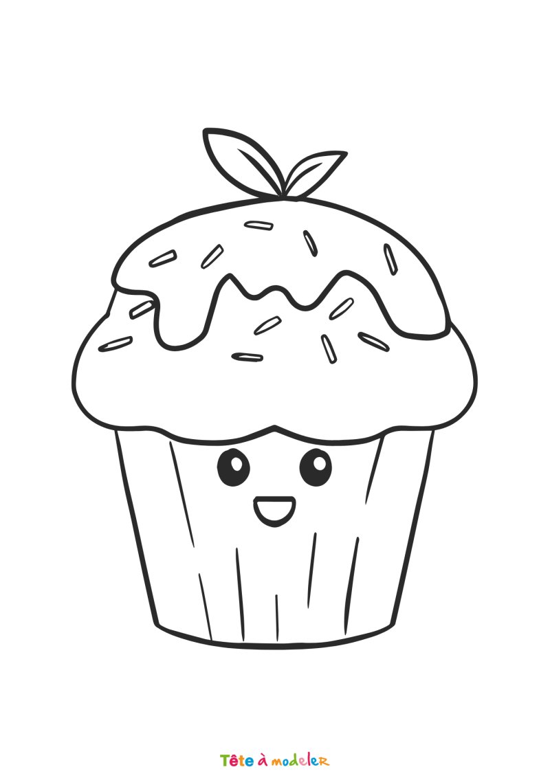 Coloriage cupcake mignon