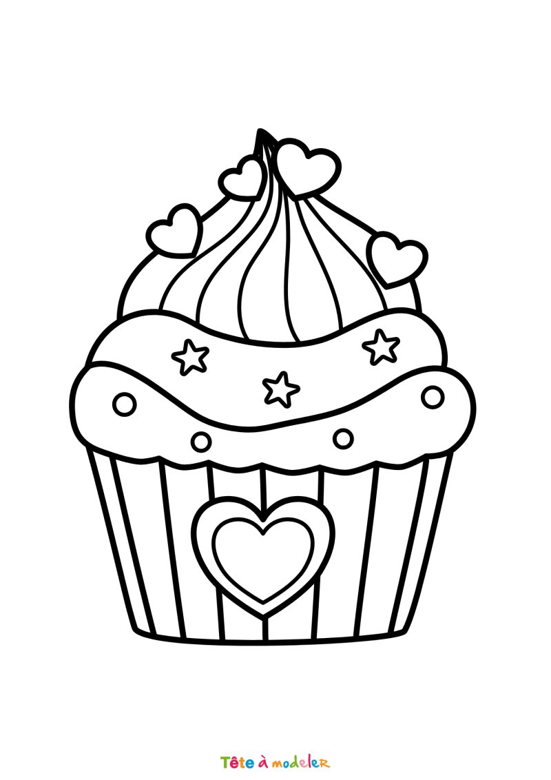 Coloriage cupcake Saint Valentin