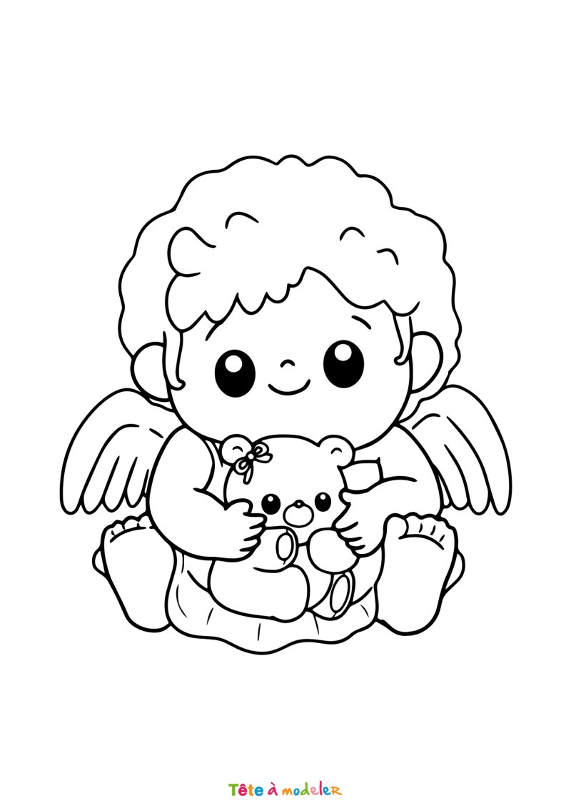 Le coloriage d'un ange mignon à imprimer