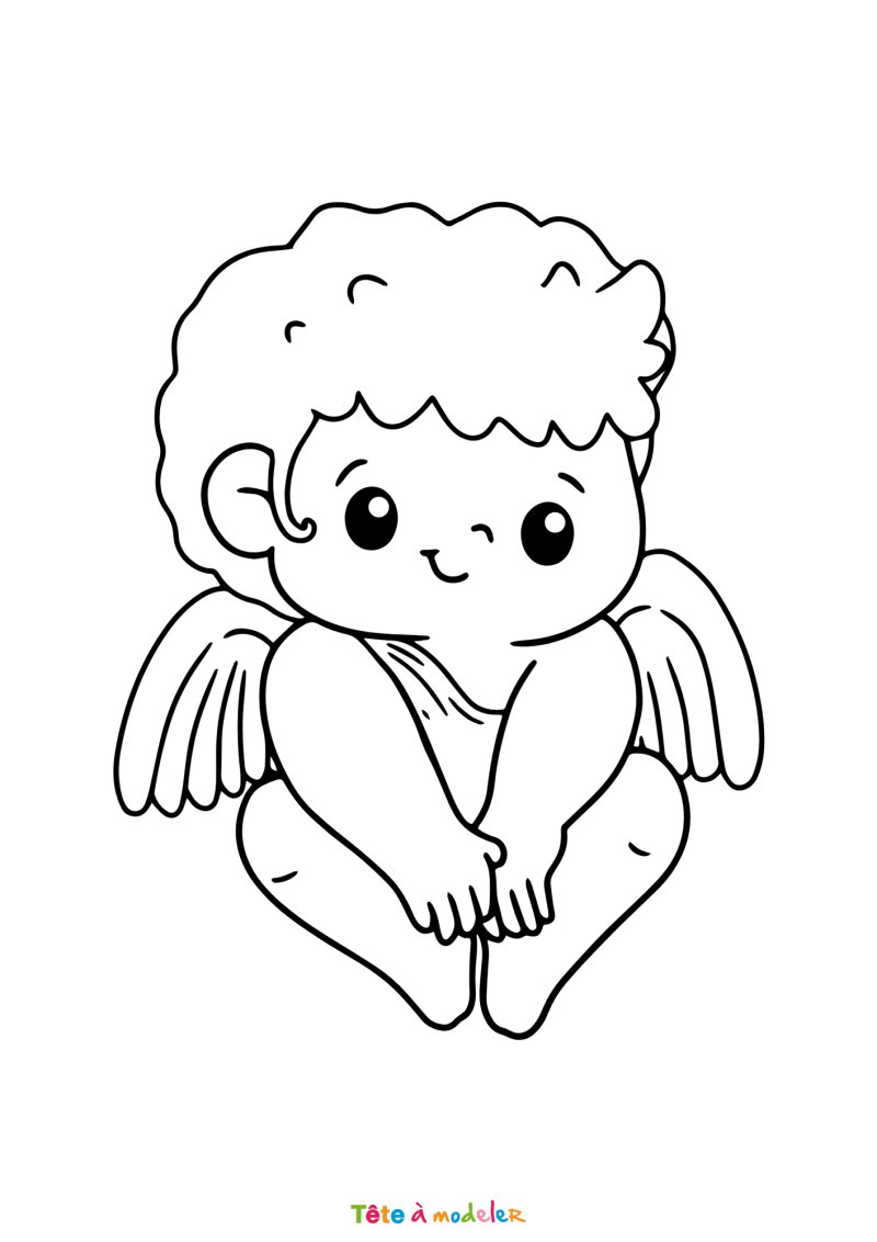 Le coloriage d'un ange mignon à imprimer