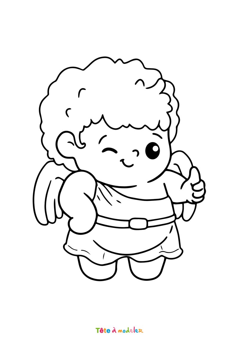 Le coloriage d'un ange rigolo à imprimer