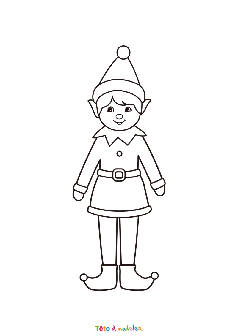 Le coloriage d'un lutin de Noël en jouet à imprimer