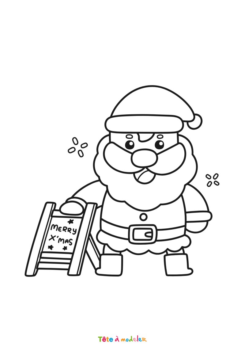 Le coloriage d'un Père Noël mécontent à imprimer