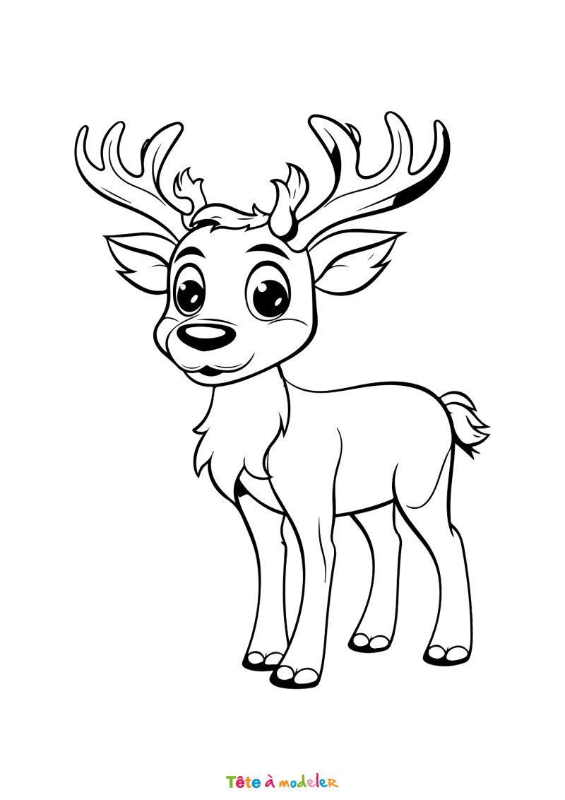 Le coloriage d'un renne de Noël rapide à imprimer