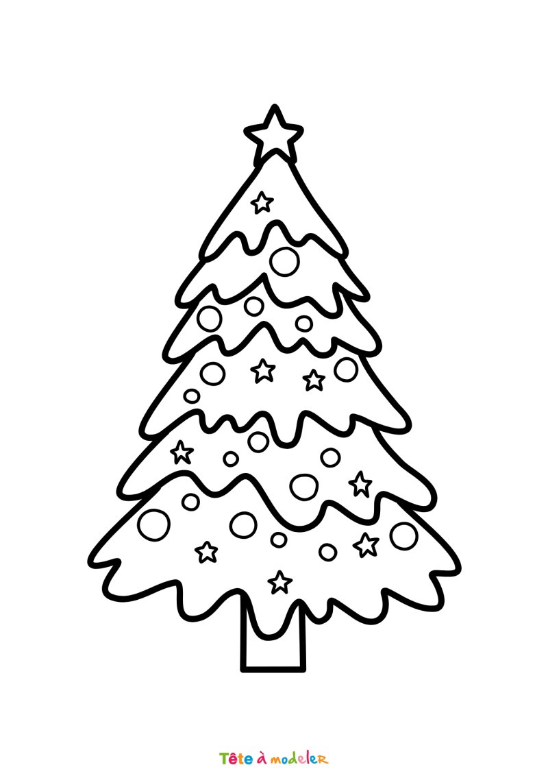 Le coloriage d'un sapin de Noël à imprimer