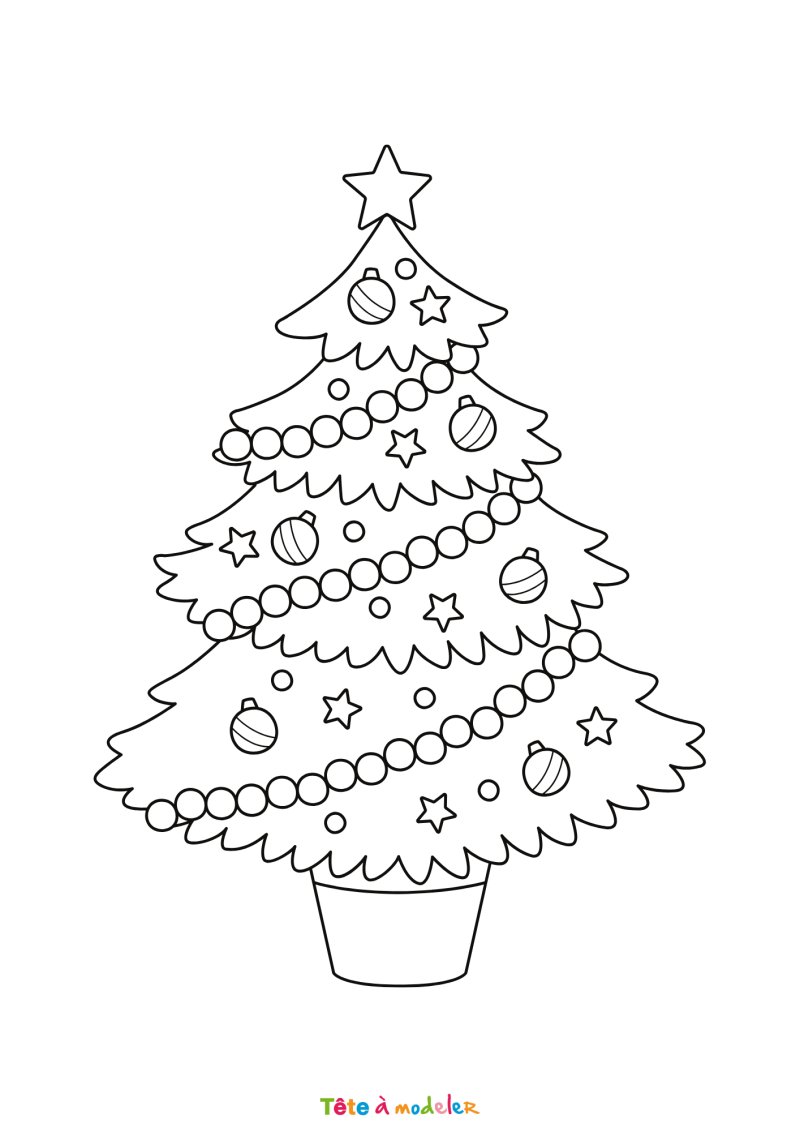 Le coloriage d'un sapin de Noël en PDF à imprimer
