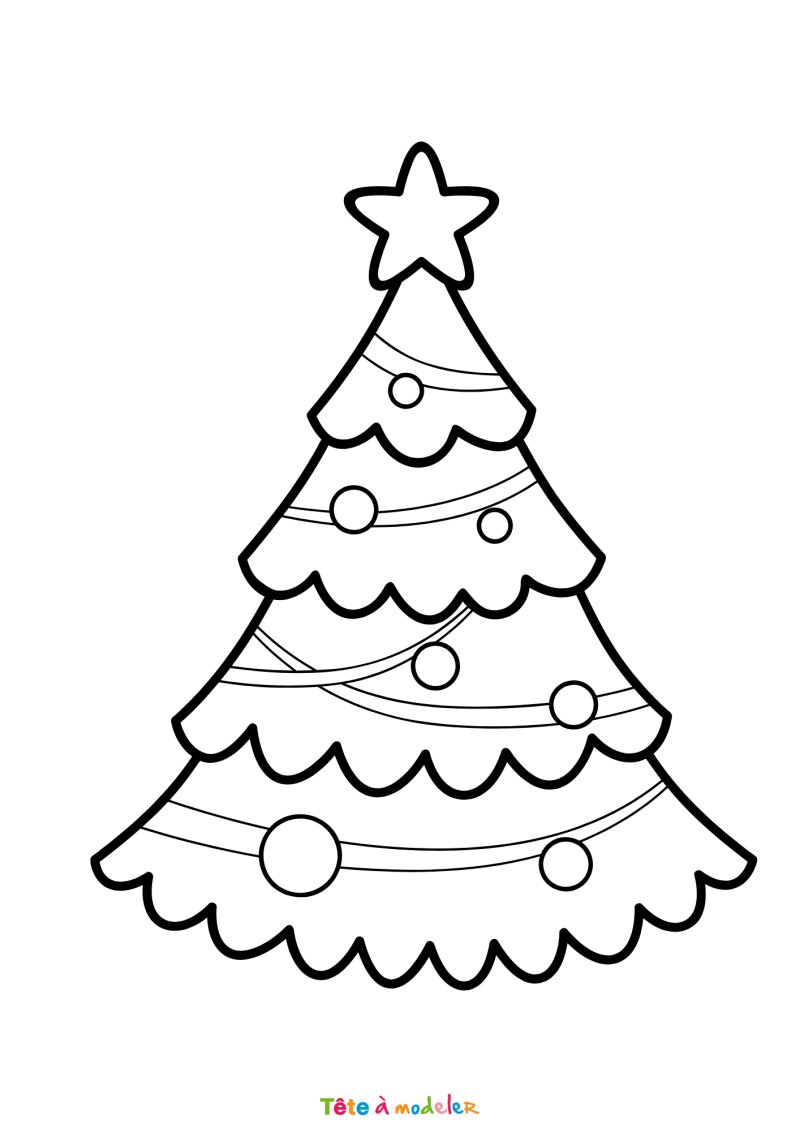 Le coloriage d'un sapin de Noël facile à imprimer