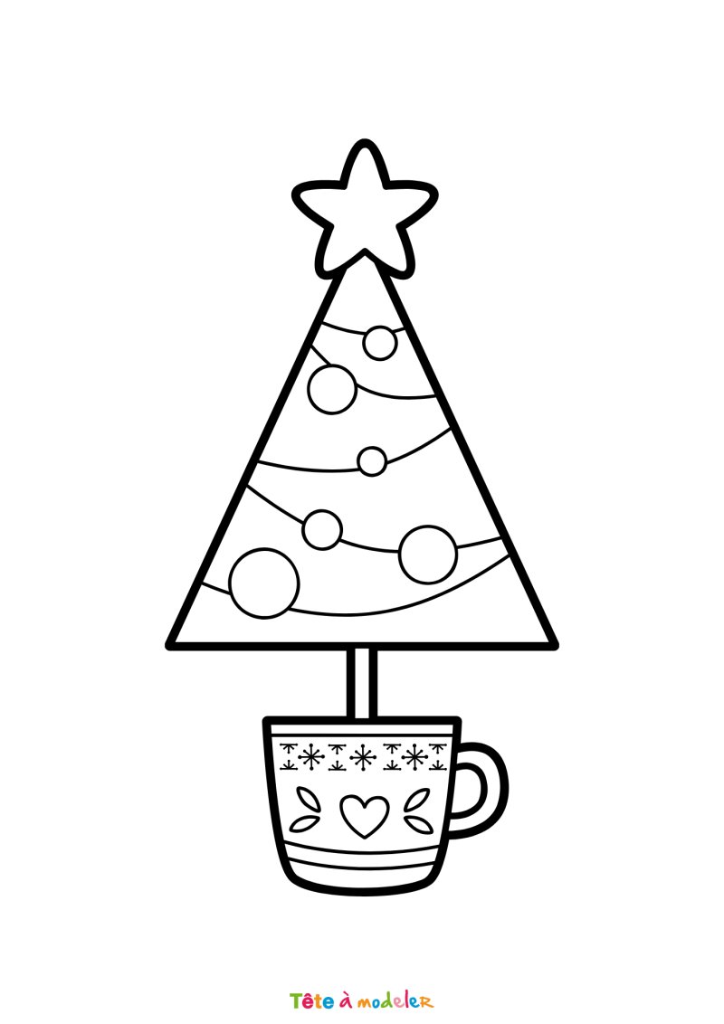 Le coloriage d'un sapin de Noël gratuit à imprimer
