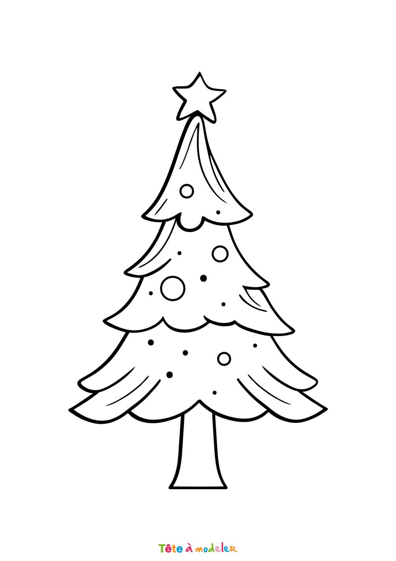 Le coloriage d'un sapin de Noël pour maternelle à imprimer