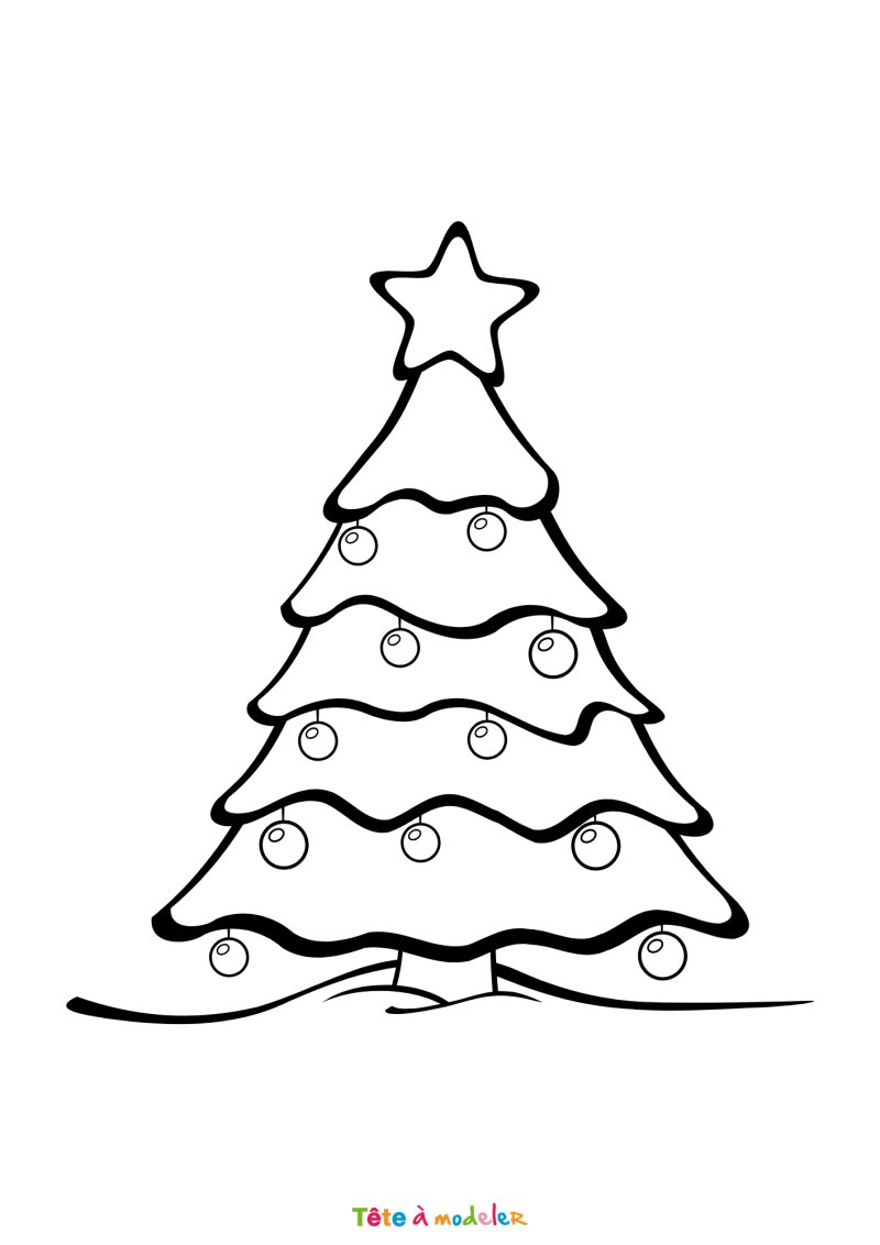Le coloriage d'un sapin de Noël pour enfant à imprimer