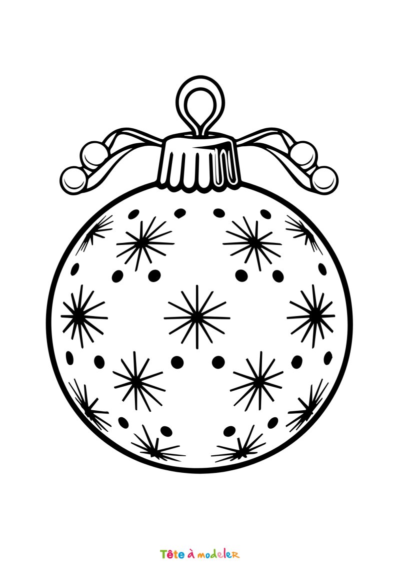 Le coloriage d'une boule de Noël avec des flocons à imprimer