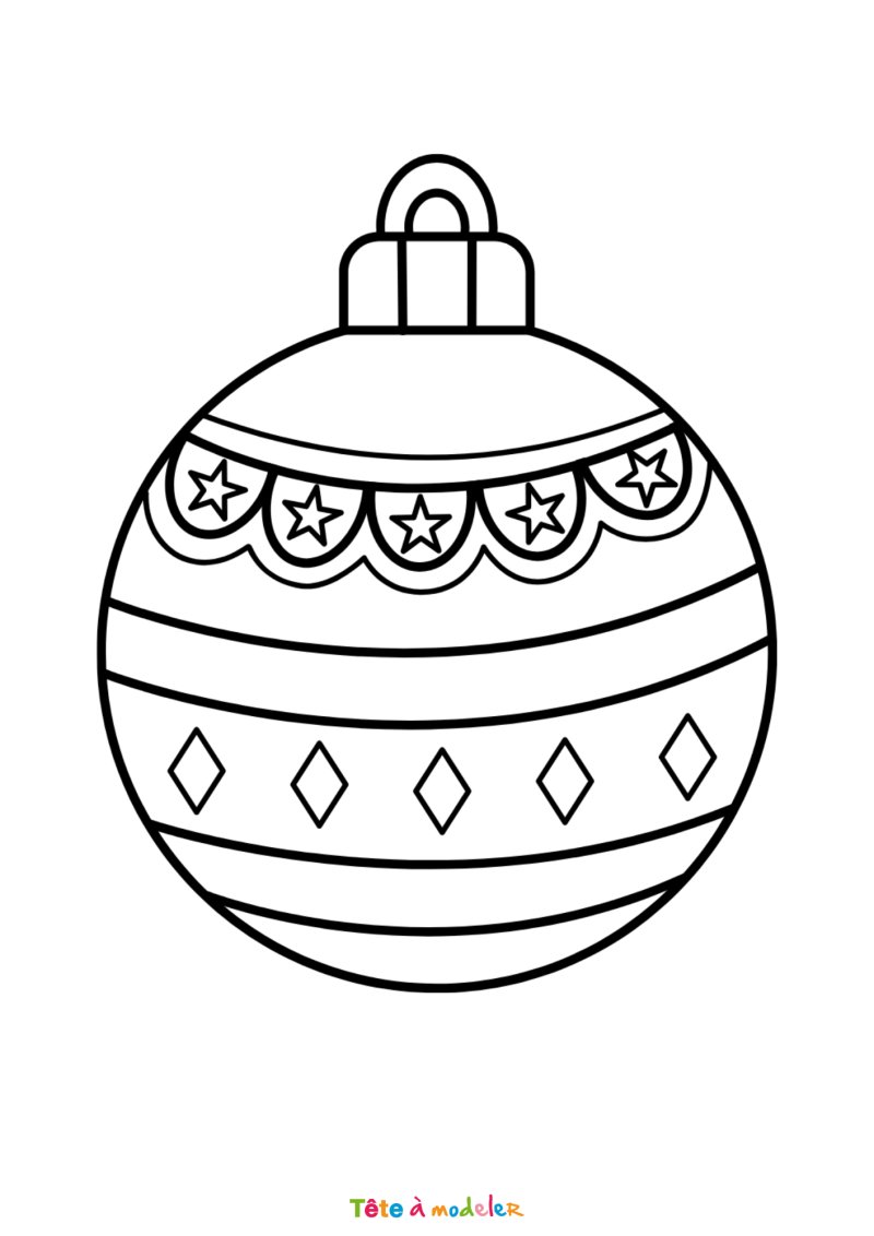 Le coloriage d'une boule de Noël cute à imprimer