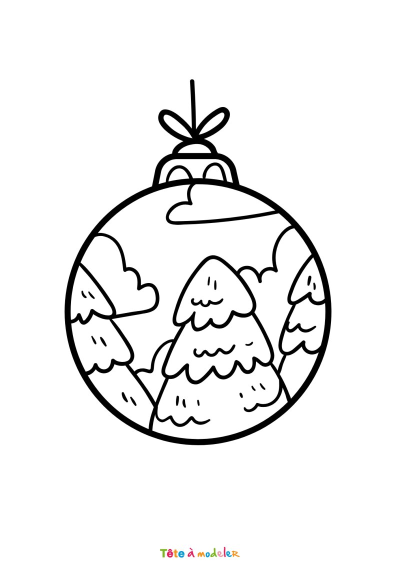 Le coloriage d'une boule de Noël pour maternelle à imprimer