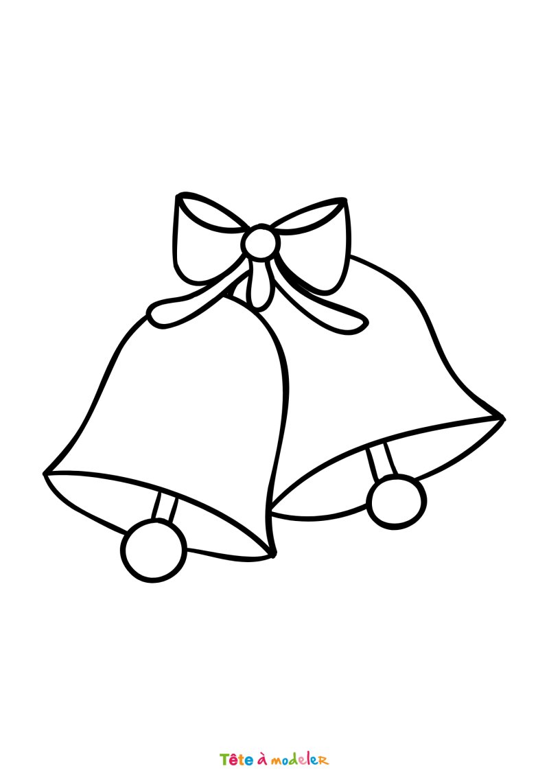 Le coloriage d'une cloche de Noël à télécharger