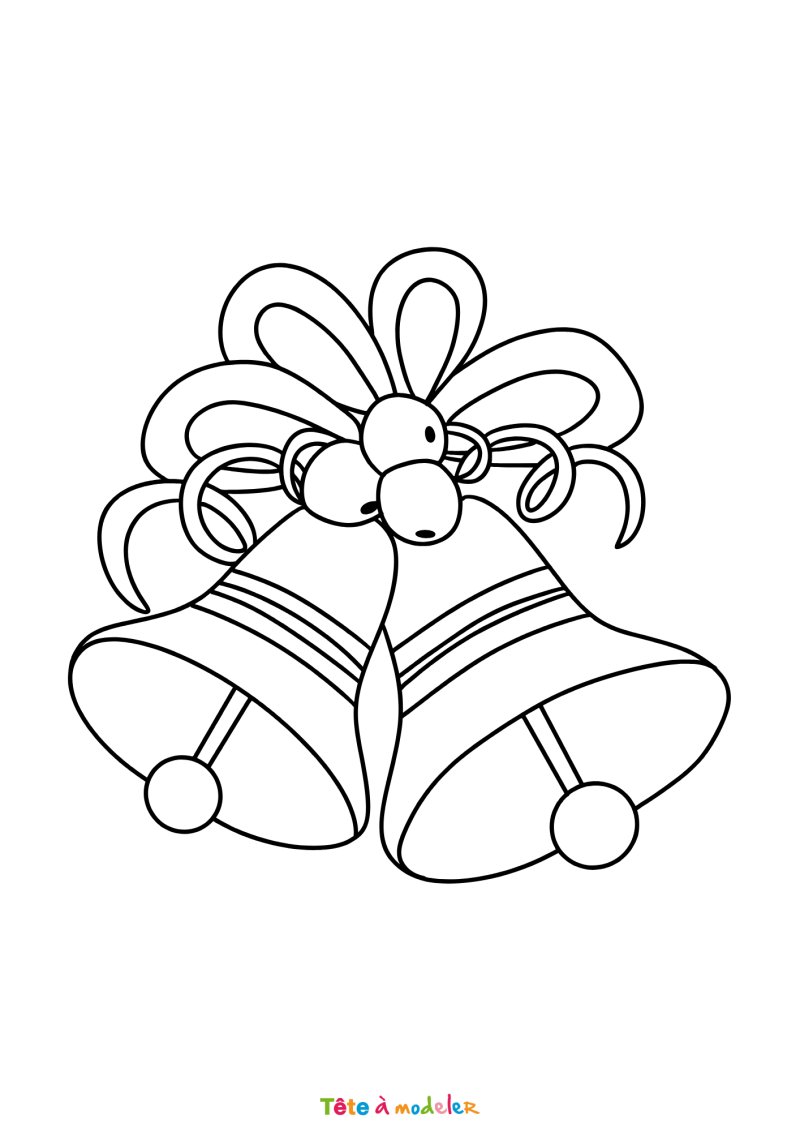 Le coloriage d'une cloche de Noël facile à imprimer