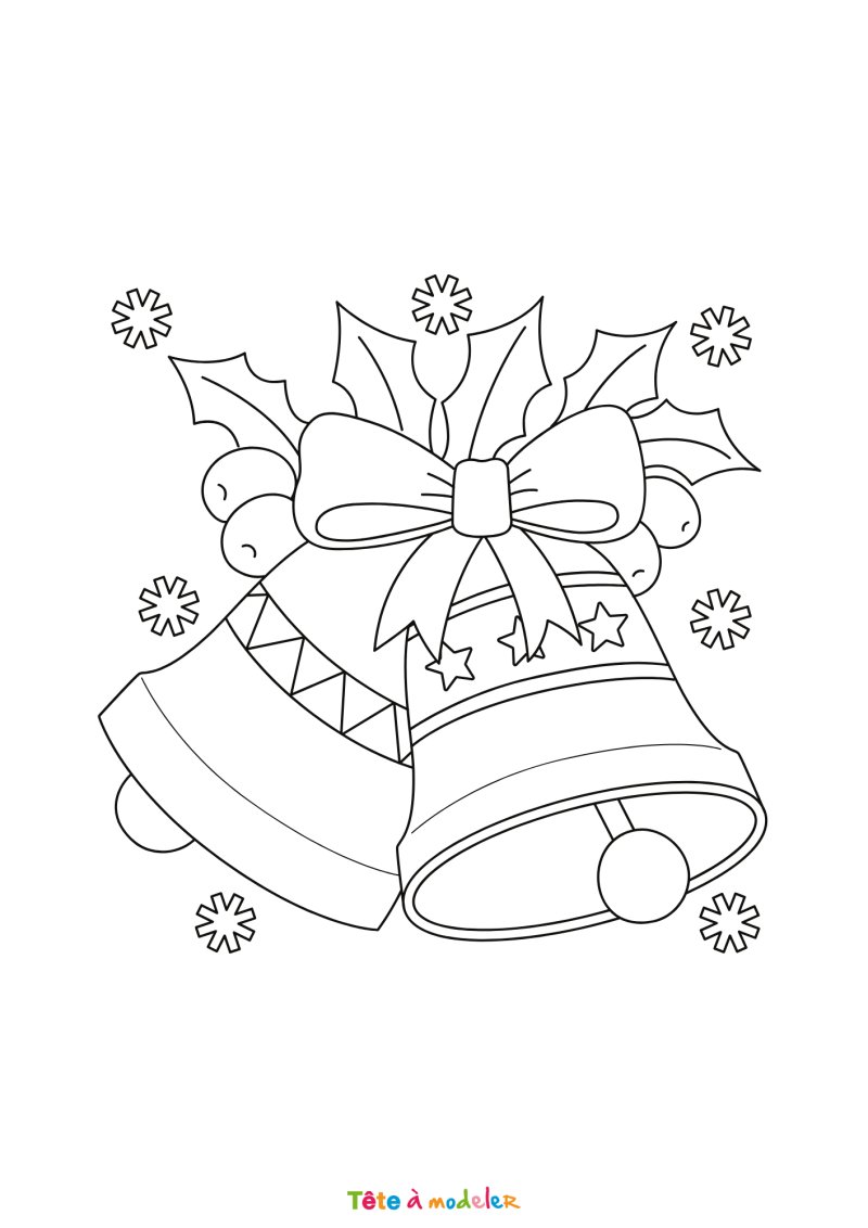 Le coloriage d'une cloche de Noël gratuit à imprimer