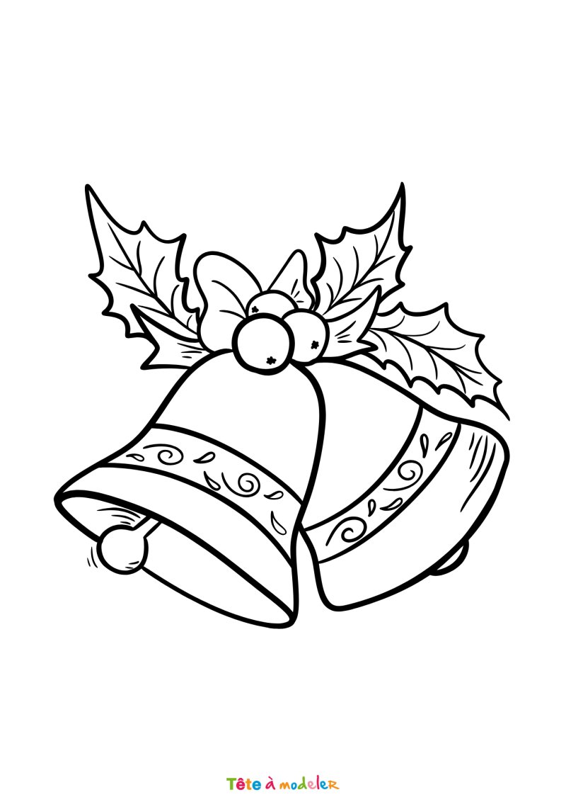Le coloriage d'une cloche de Noël pour enfant à imprimer