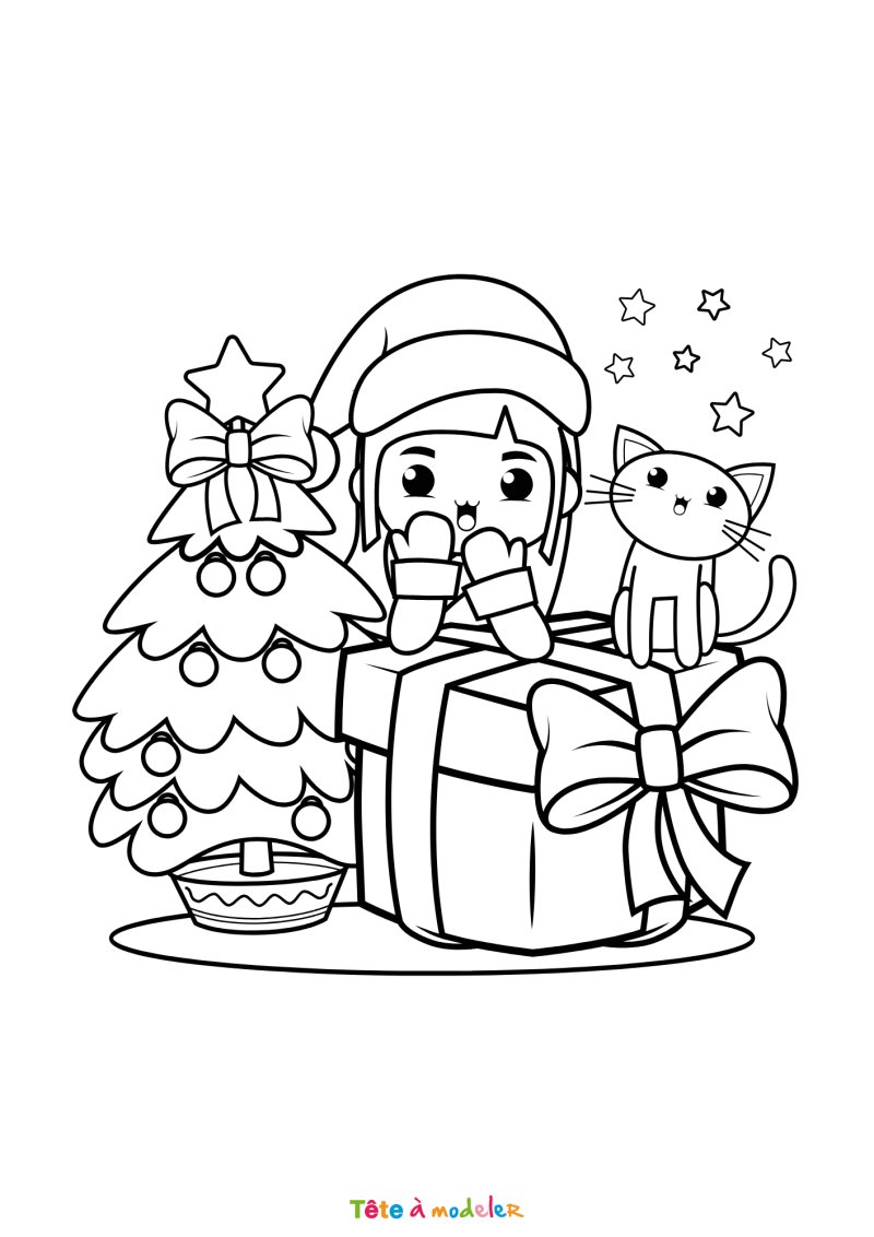 Le coloriage d'une scène de Noël mignonne à imprimer
