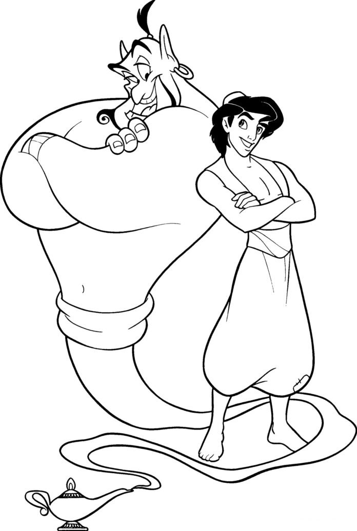 Coloriage d'Aladdin et le génie