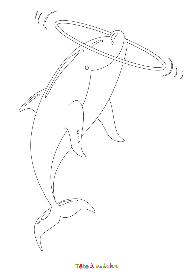 Coloriage d'un dauphin qui joue