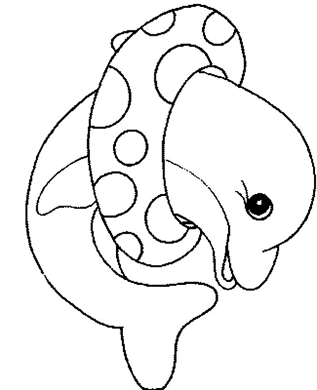 Coloriage dauphin avec une bouée