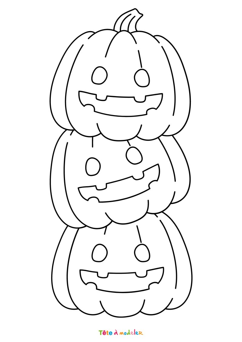 Coloriage de 3 citrouilles empilées