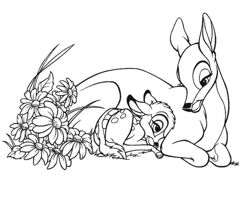 Coloriage de Bambi et sa maman