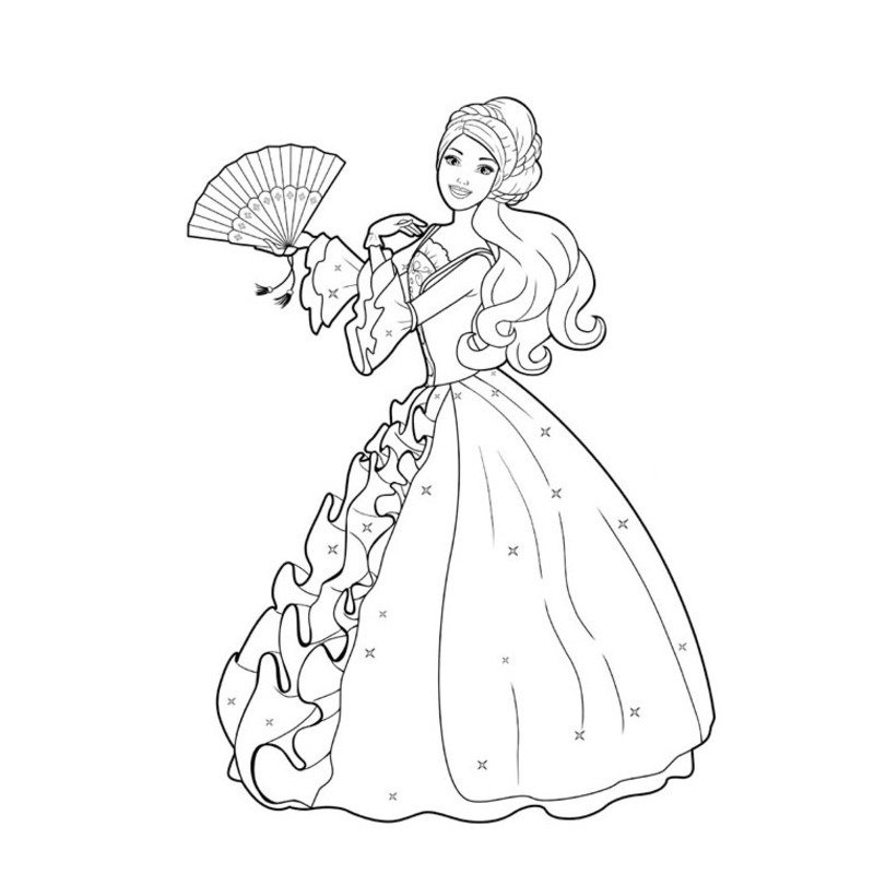Coloriage de barbie en robe