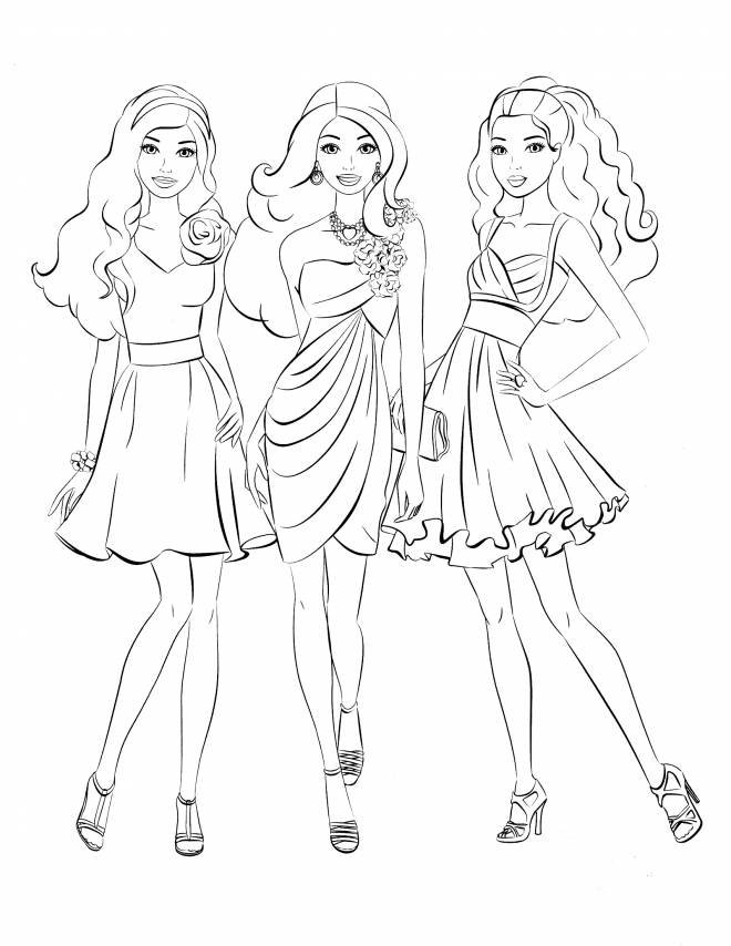 Coloriage de barbie et ses amies