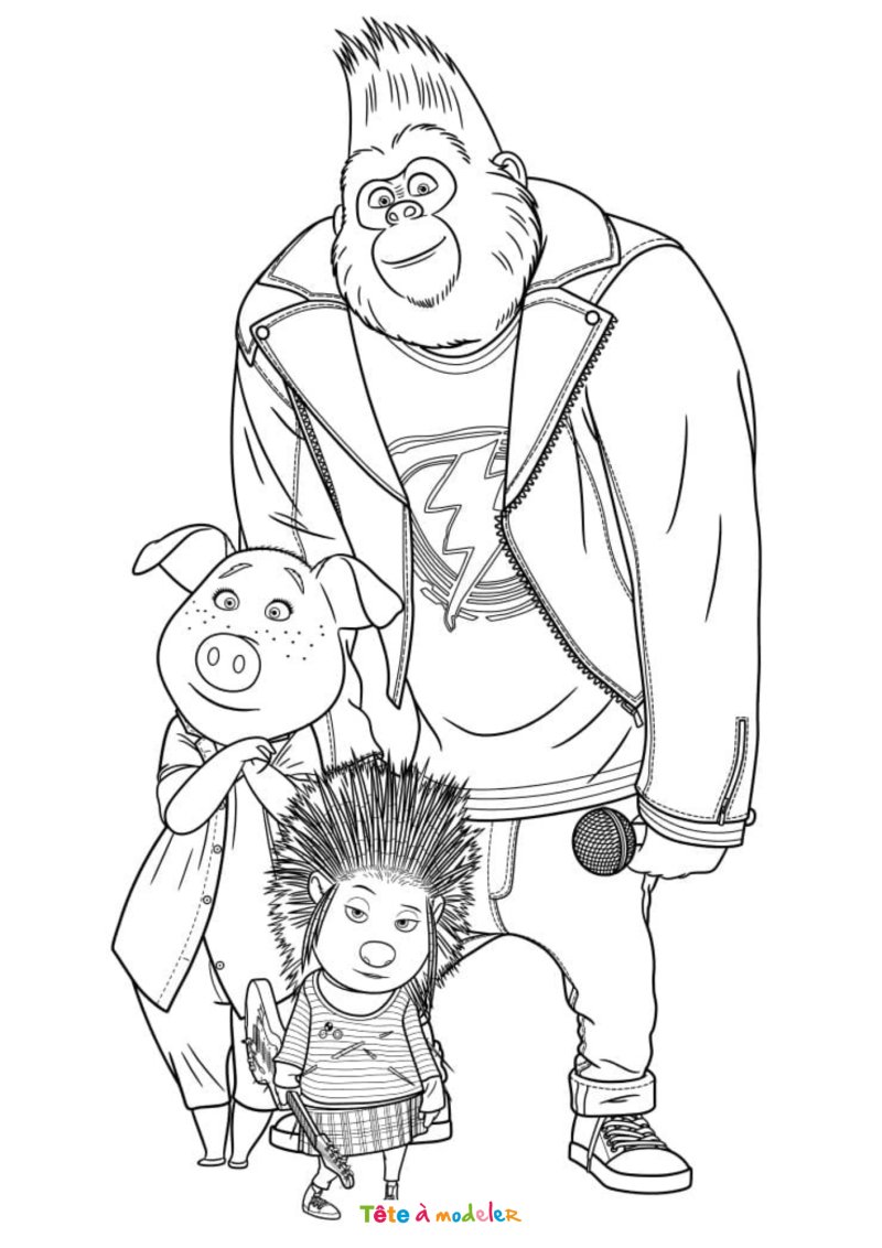 Coloriage de Big Daddy, Ash et Rosita