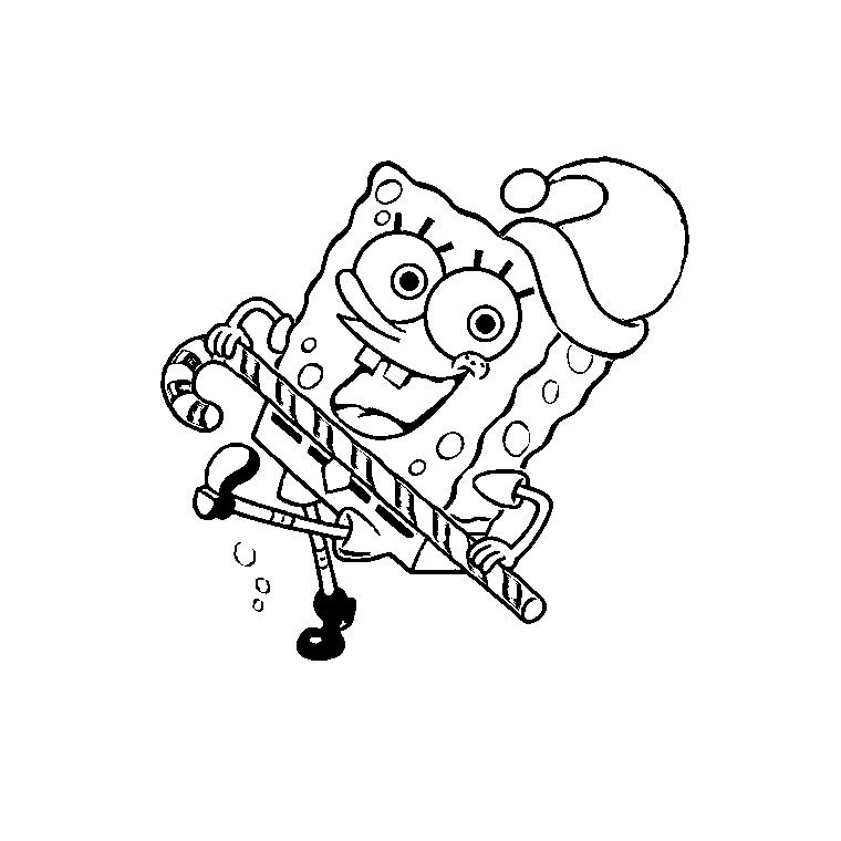 Coloriage de Bob l'éponge à Noël