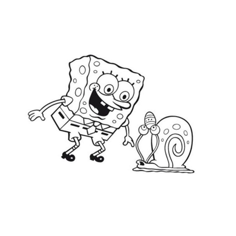Coloriage de Bob l'éponge et Gary