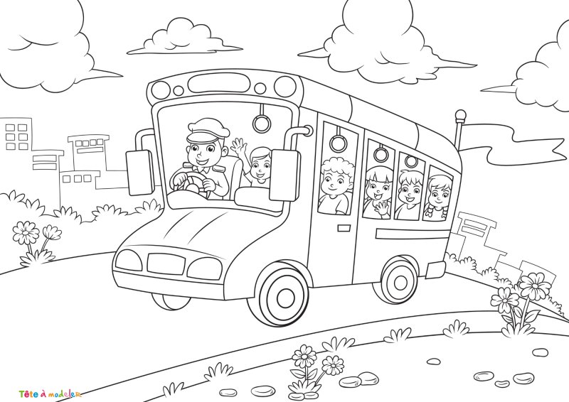 Coloriage de bus #01