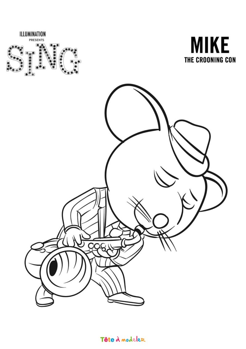 Coloriage de Buster Moon et son saxophone