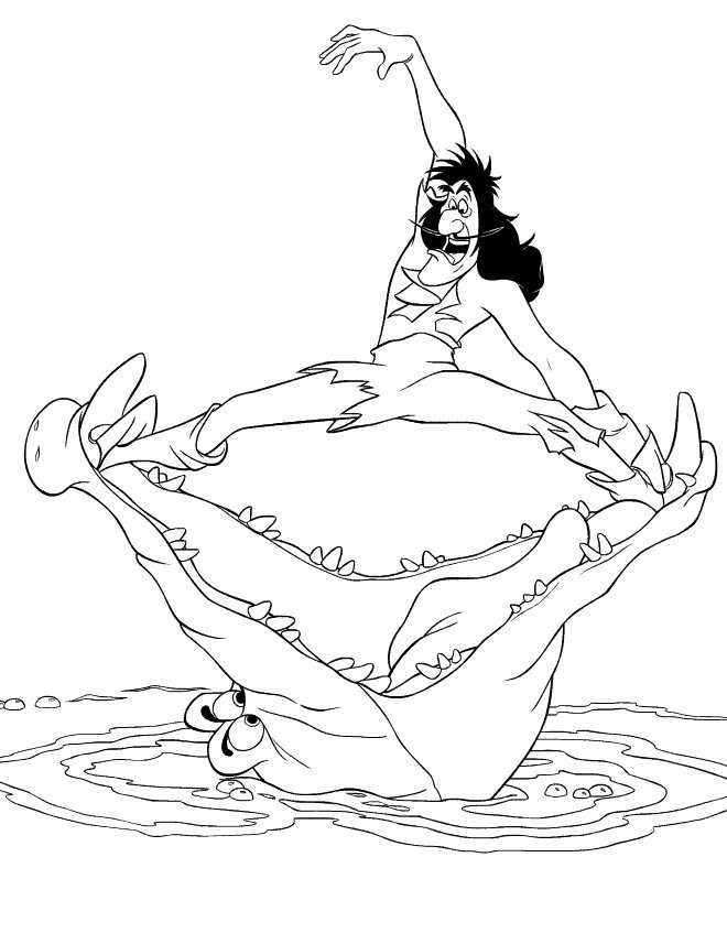 Coloriage de capitaine Crochet et le crocodile