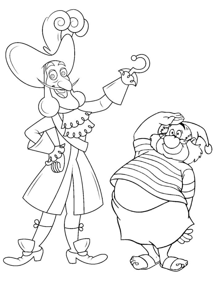 Coloriage de capitaine Crochet et Monsieur Mouche