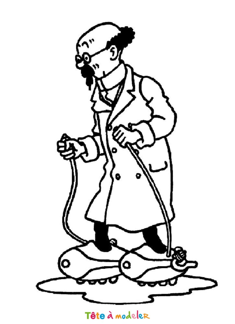 Coloriage de capitaine Haddock qui râle