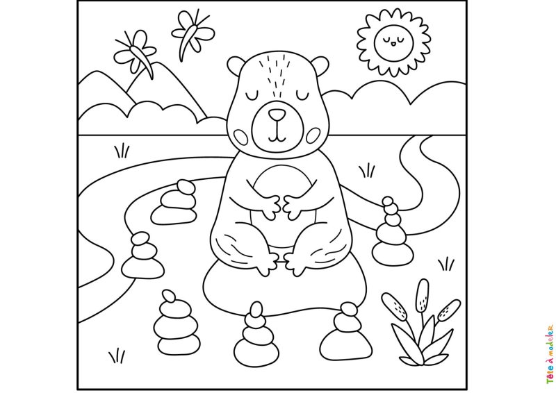 Coloriage de Capybara en train de bronzer