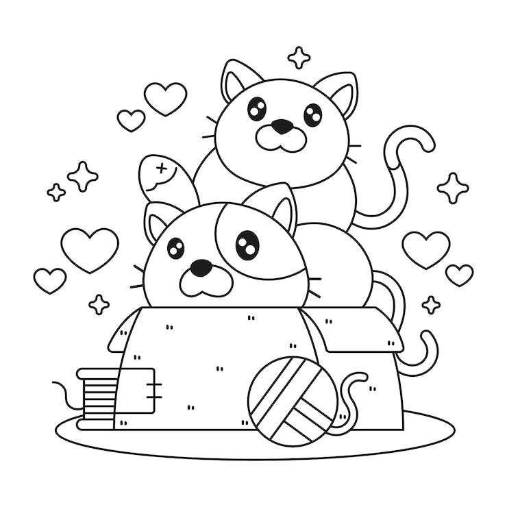 Coloriage de chats kawaii