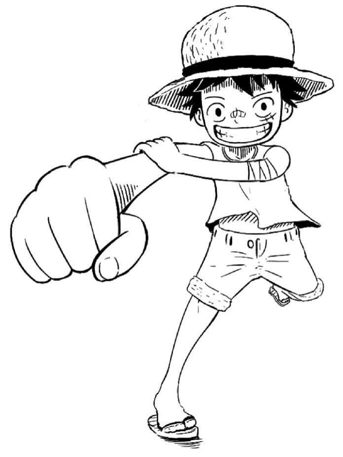 Coloriage de Chibi Luffy à imprimer