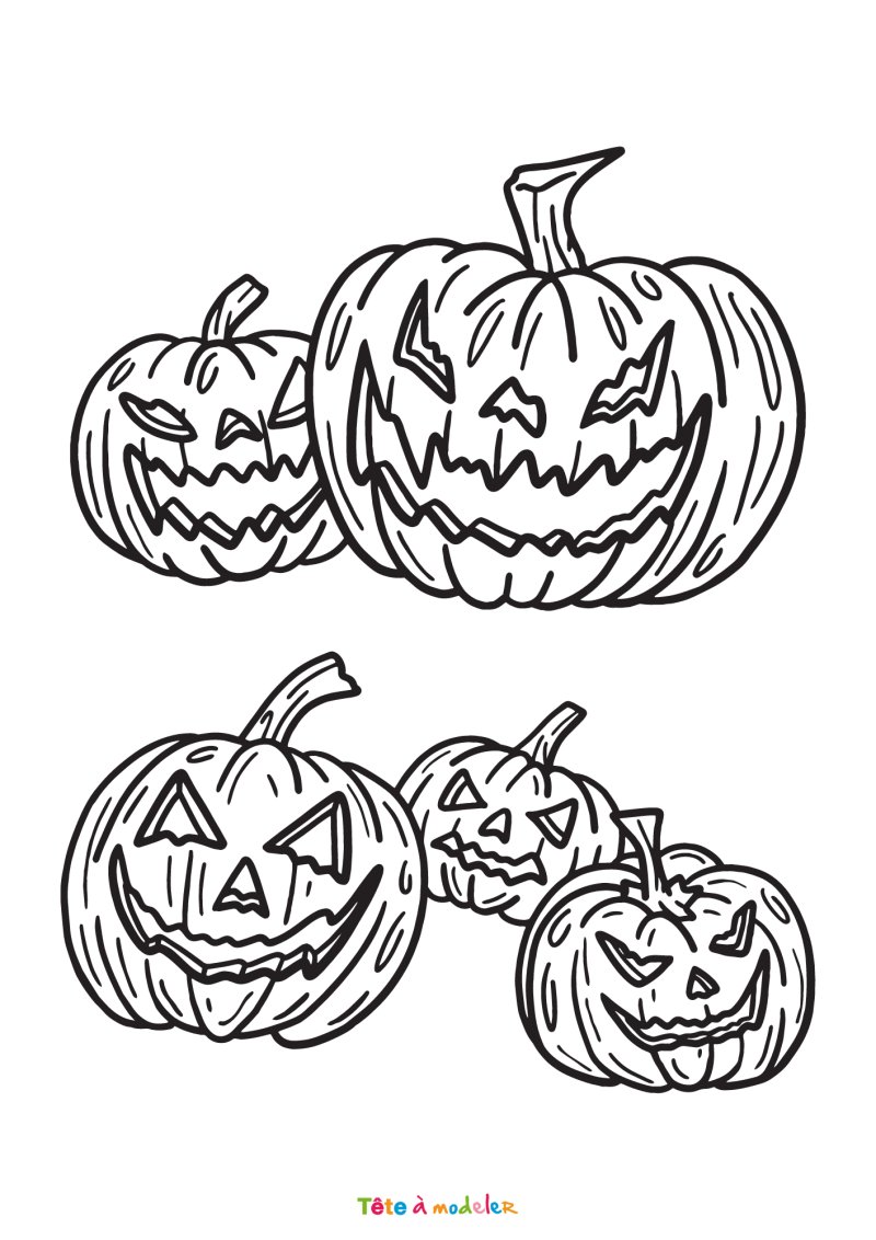 Coloriage de citrouilles effrayantes