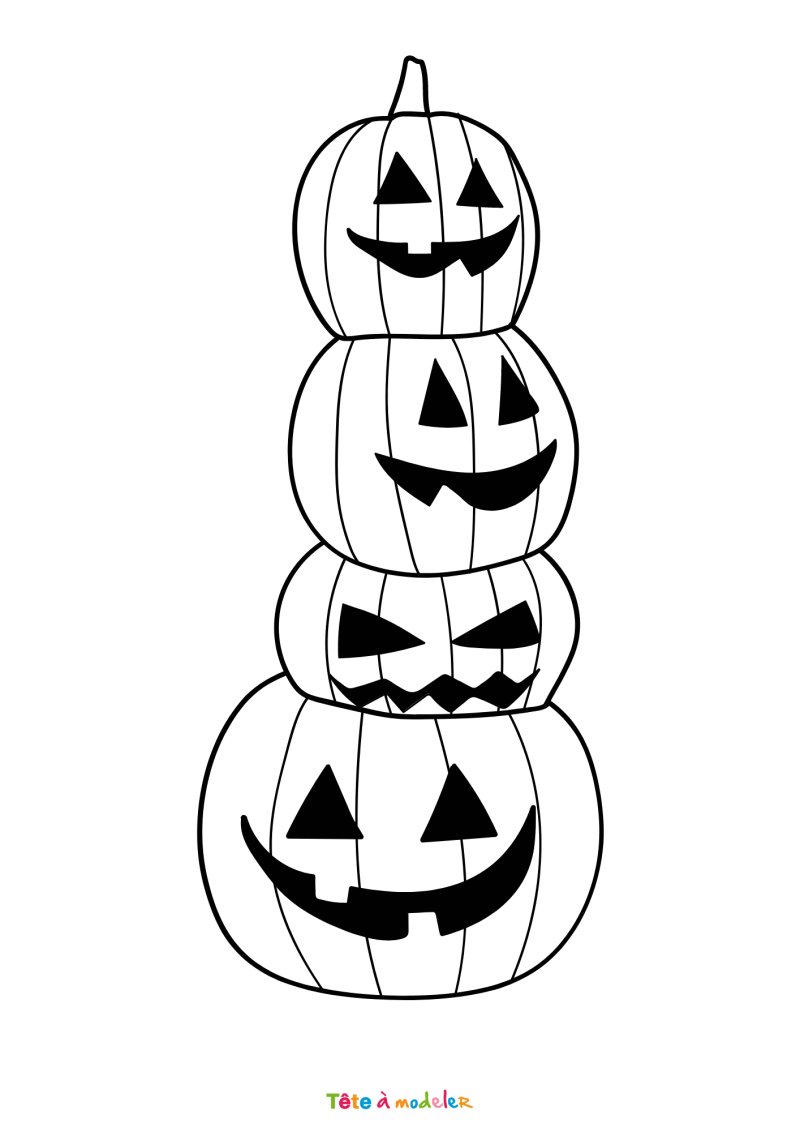 Coloriage de citrouilles mignonnes
