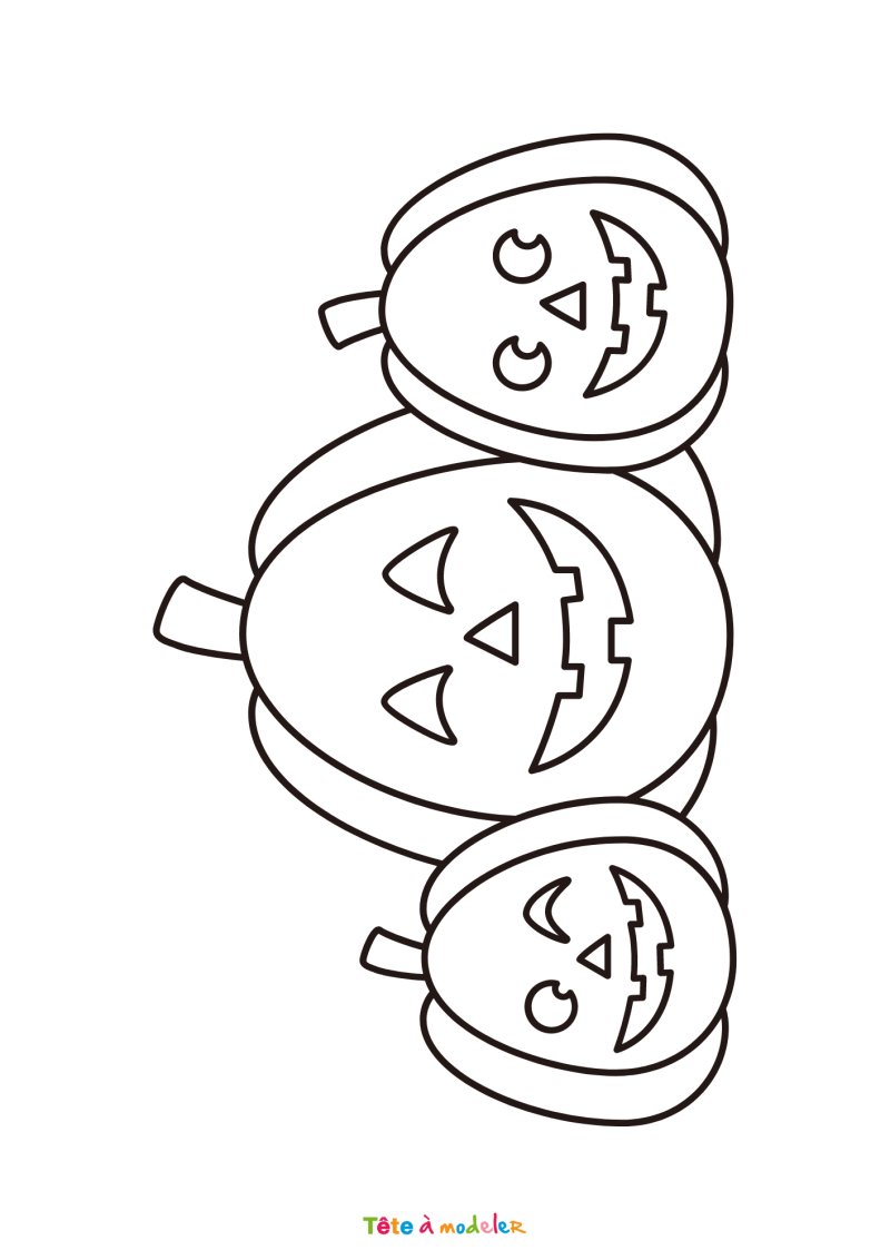 Coloriage de citrouilles mignonnes